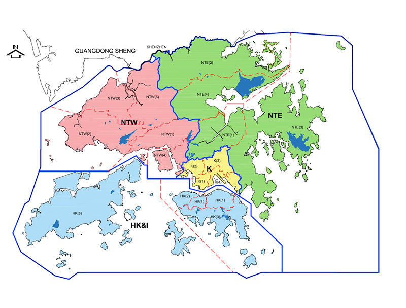 Boundaries of the four WSD Regions