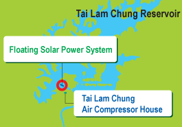 Location of Floating Solar Power System on Tai Lam Chung Reservoir