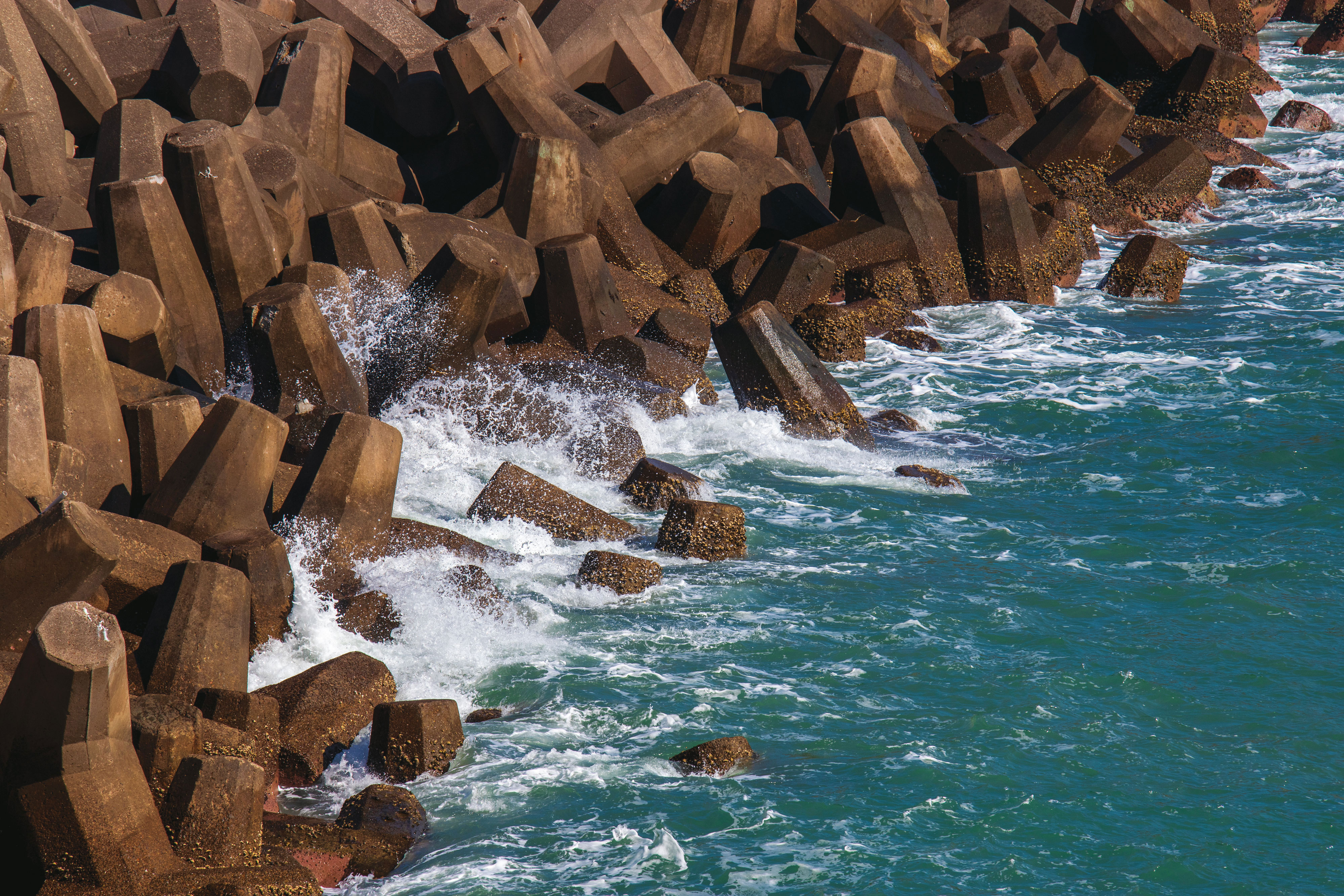Dolosses at High Island Reservoir East Dam facing South China Sea