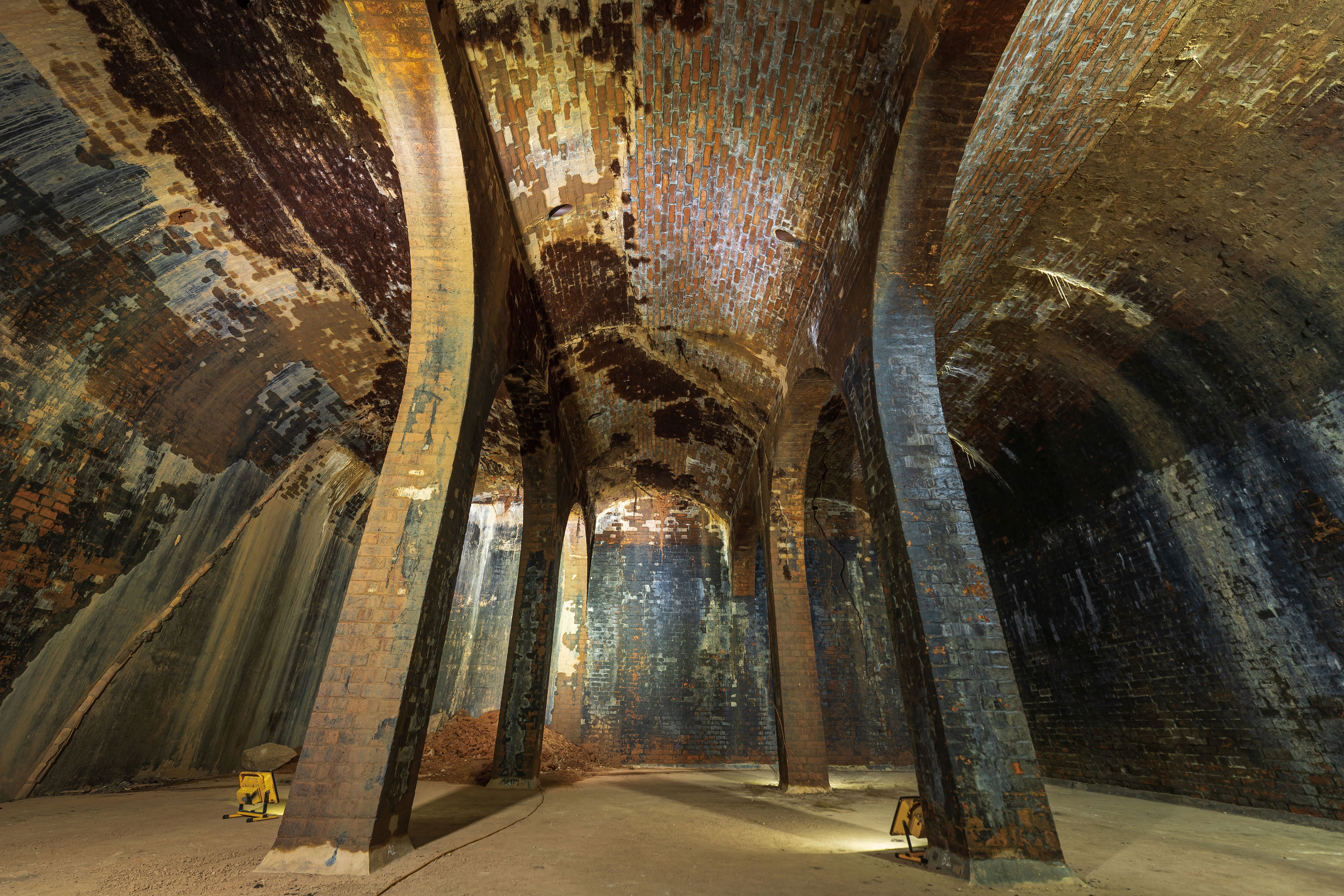 The interior of the Ex-Yaumati Service Reservoir emptied of water