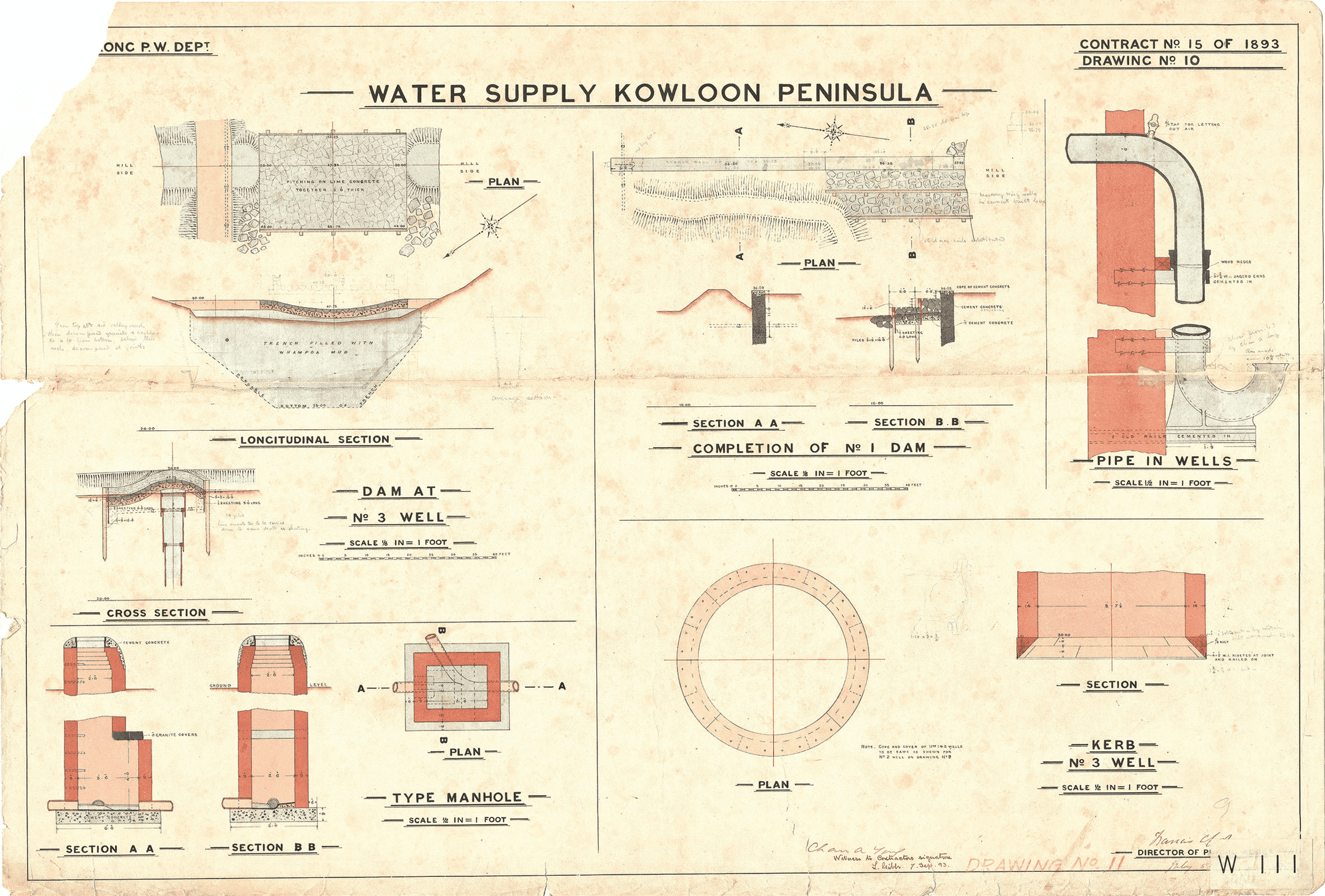 The preserved drawing of the Kowloon Water Supply project, completed in 1895.
