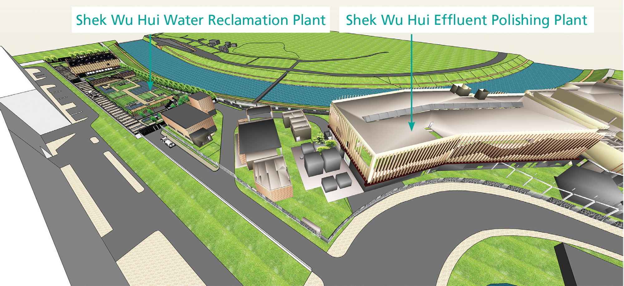 Photomontage of WSD's Shek Wu Hui Water Reclamation Plant