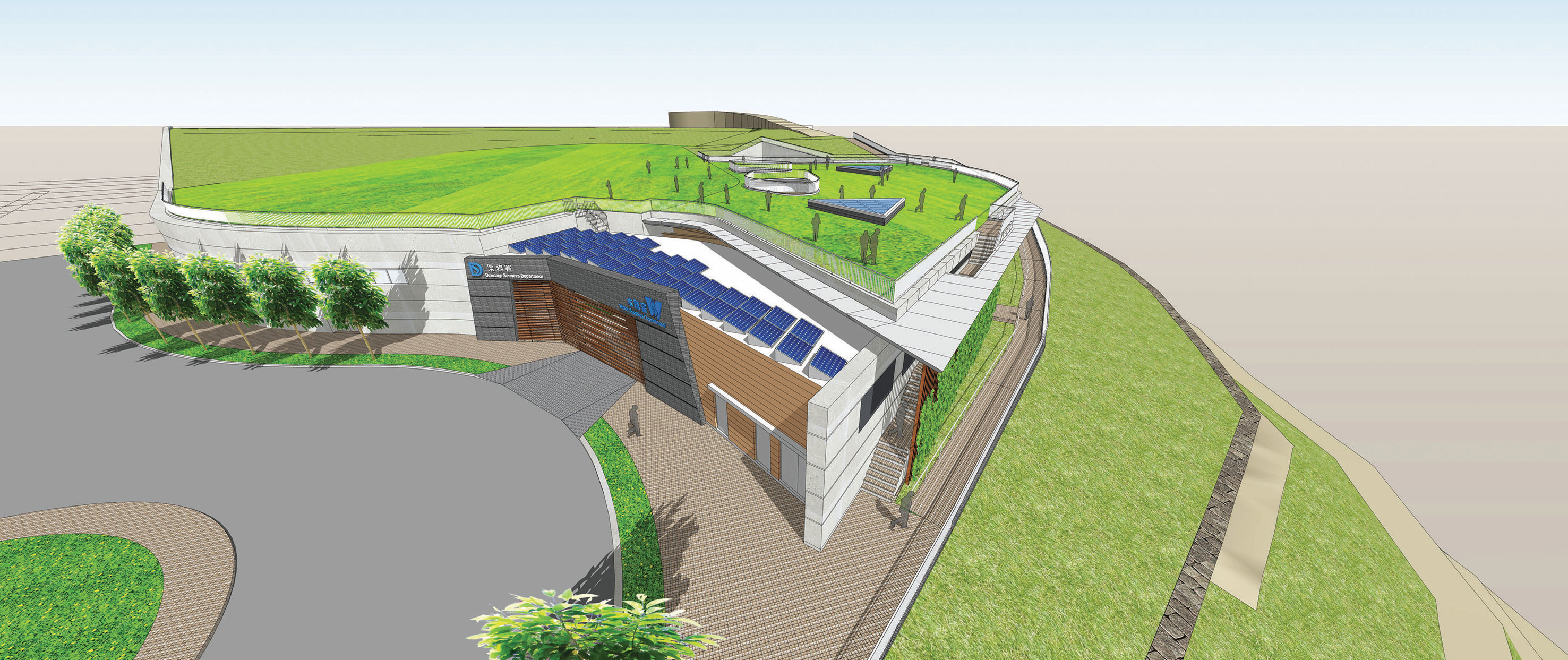 Photomontage of the grey water treatment plant for the development of the Anderson Road Quarry Site