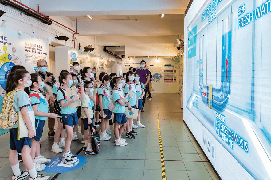 Students visiting the open day’s thematic exhibition