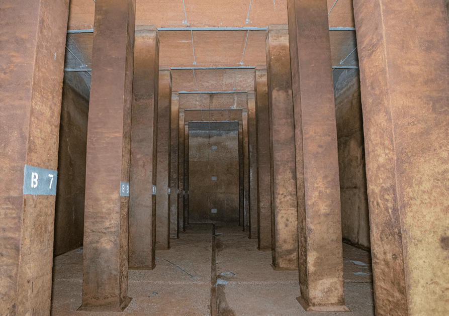 The interior of the Mount Gough Fresh Water Service Reservoir after emptied of water