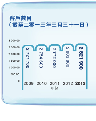 客戶數目 (截至二零一三年三月三十一日)