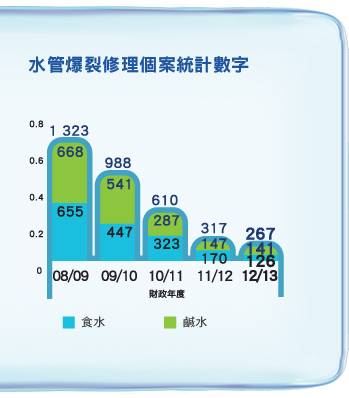 水管爆裂修理個案統計數字