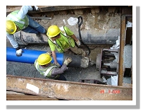 Polyethylene pipe being inserted into the old pipe (2)