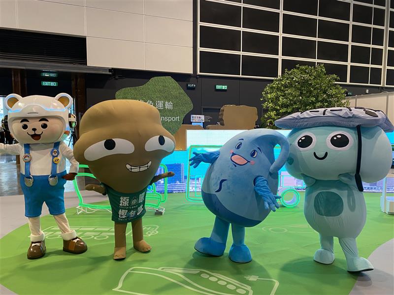 Mascots from different government departments came to support Eco Expo 2022, including Water Save Dave from Water Supplies Department.