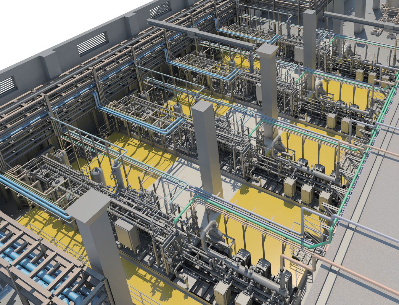 利用建築信息模擬製作大埔濾水廠現場製氯設施的立體圖